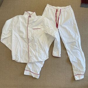 Men’s Pajamas, Petite Plume, Size Medium, red piping